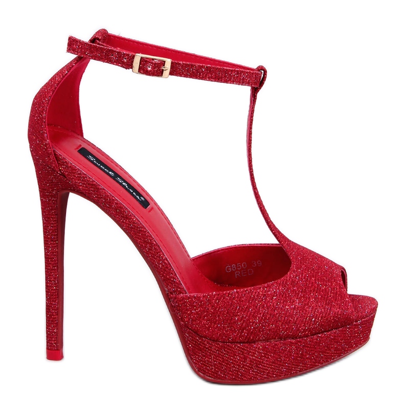 BM Czółenka na platformie open toe Mardy Red czerwone