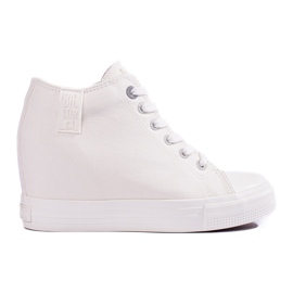 Damskie białe sneakersy z ukrytą koturną Big Star LL274035