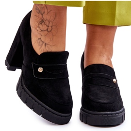 Vinceza Eleganckie Zamszowe Półbuty Na Obcasie Czarne Mintore