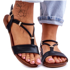 Sandały Damskie Płaskie S.Barski KV-541-120 Czarne