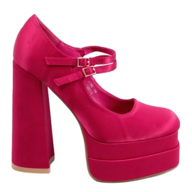 Czółenka na platformie satynowe Prandi Fuksja różowe