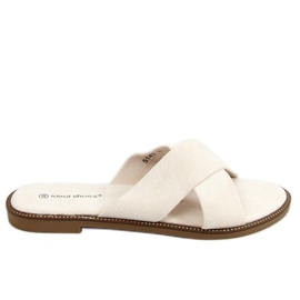 BM Klapki damskie skrzyżne Alyson Beige beżowy