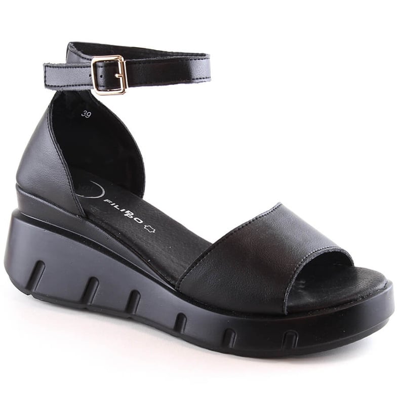 Skórzane sandały damskie czarne Filippo DS4455