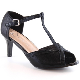 Sandały damskie na obcasie szpilce czarne Filippo DS1360