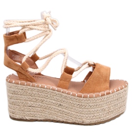 BM Espadryle na koturnie Marge Camel brązowe