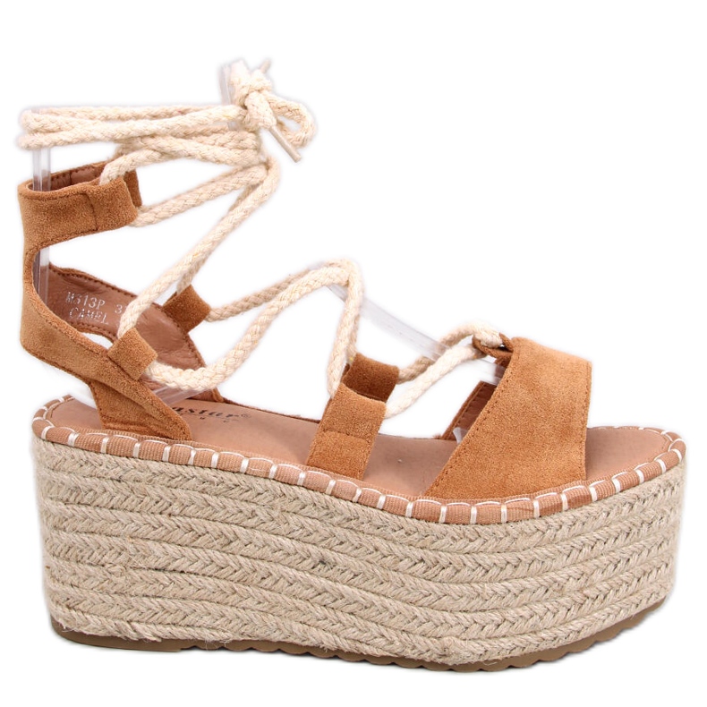 BM Espadryle na koturnie Marge Camel brązowe