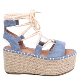 BM Espadryle na koturnie Marge L.BLUE niebieskie
