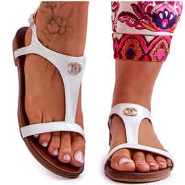 Płaskie Sandały Z Ozdobą S.Barski KV-5541-45 Srebrne srebrny