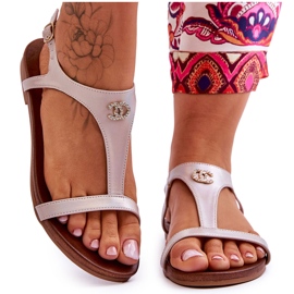 Płaskie Sandały Z Ozdobą S.Barski KV-5541-45 Beżowe beżowy