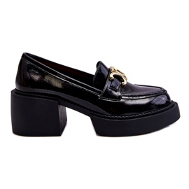 S.Barski Modne Półbuty Czółenka Na Masywnym Obcasie Czarne Imani