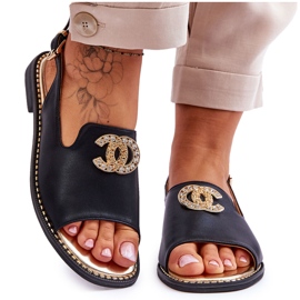 Damskie Sandały Z Ozdobą S.Barski KV-2775-49 Czarne