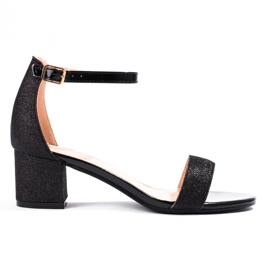 Damskie sandały na niskim słupku Shelovet czarne