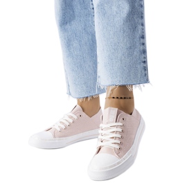 Beżowe ażurowe trampki Big Star LL274015 beżowy