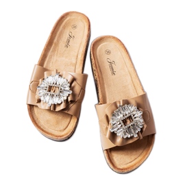 Brązowe klapki na korkowej podeszwie Roy