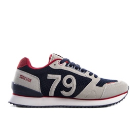 Beżowo-granatowe sneakersy Big Star LL174256 niebieskie