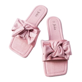 Różowe eleganckie klapki z kokardką Thériault