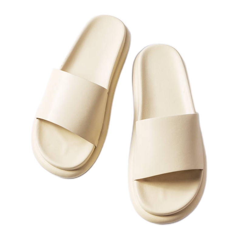 Beżowe klapki na platformie beżowy