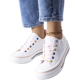 Biało-różowe trampki na platformie Bois białe