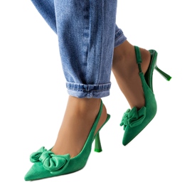 Zielone szpilki z kokardką Olengo