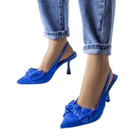 Niebieskie szpilki z kokardką Olengo