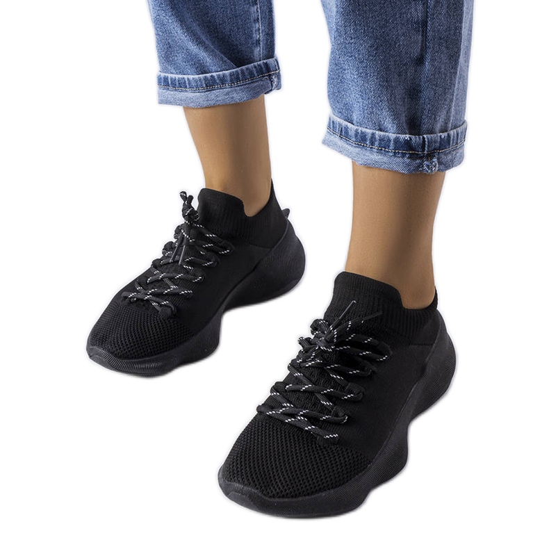 Czarne materiałowe sneakersy Côté