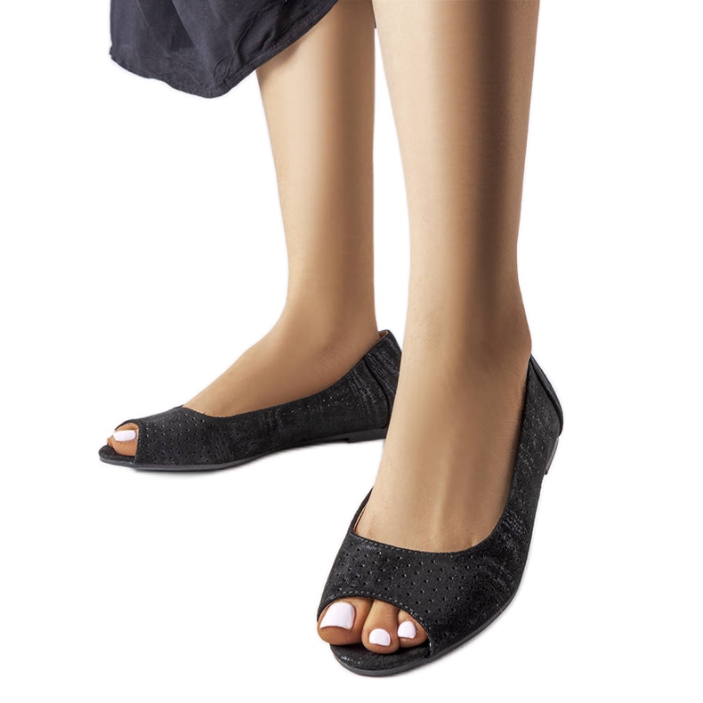 Czarne ażurowe balerinki Lavoie