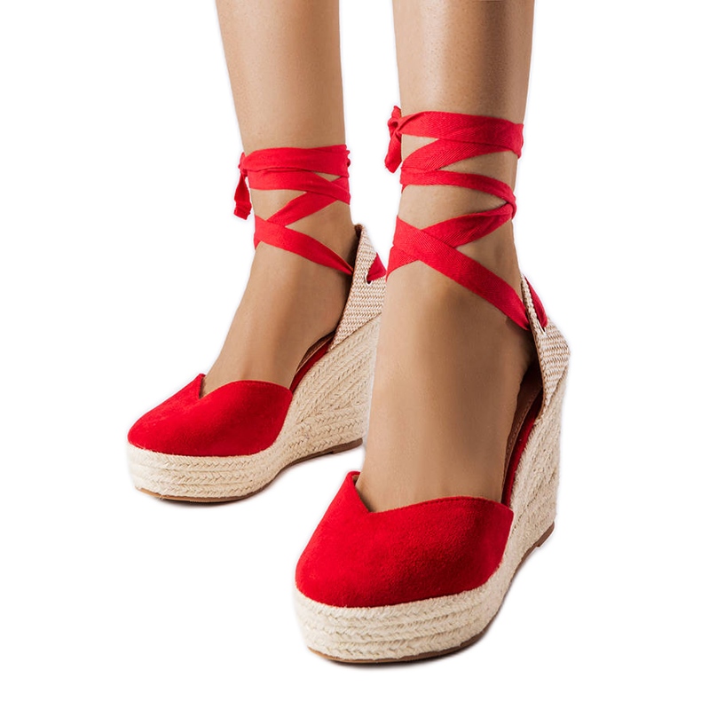 Czerwone espadryle na koturnie Dubois