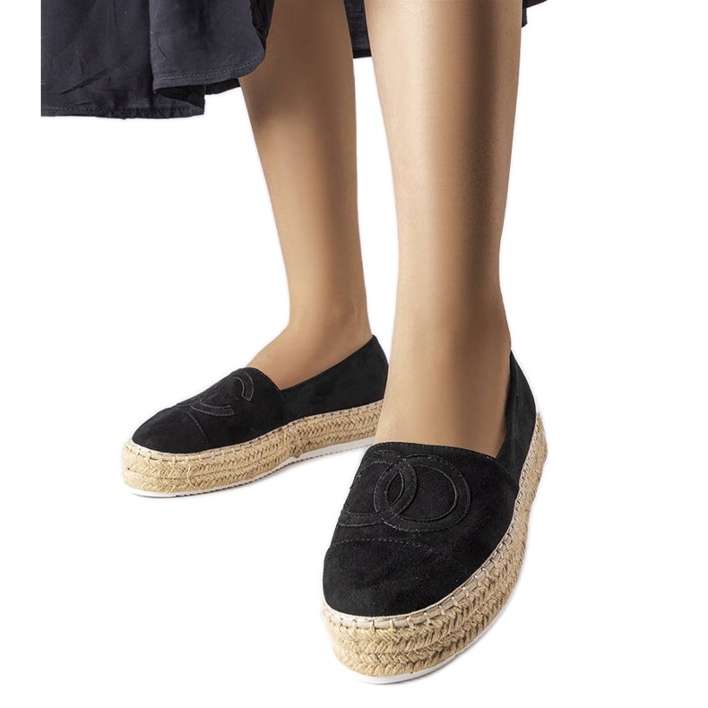 Czarne espadryle na platformie Beaudry
