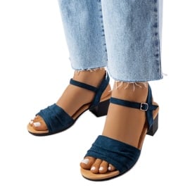 Granatowe sandały na niskim słupku Broom niebieskie