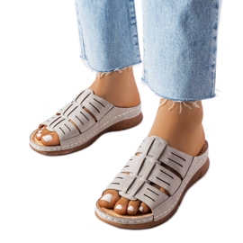 Szare klapki na koturnie Jersey