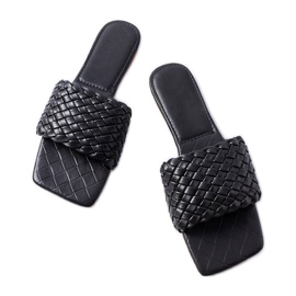 Czarne plecione klapki Goldleaf