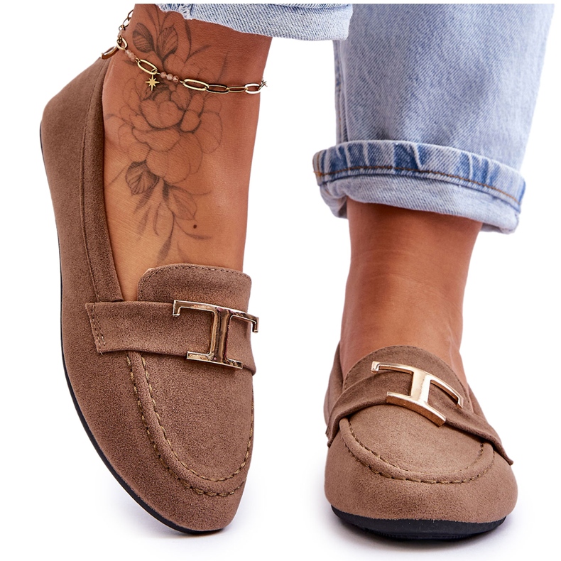 Klasyczne Wsuwane Mokasyny Beżowe Carly beżowy