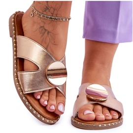 Vinceza Damskie Klapki Na Płaskim Obcasie Złote Kenley złoty