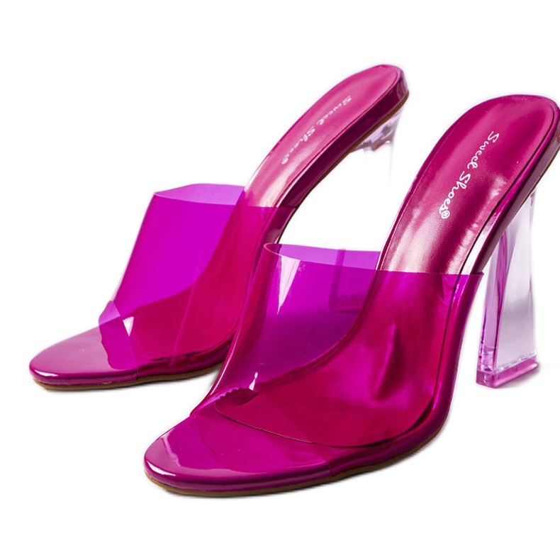 Różowe transparentne klapki na słupku Clichy