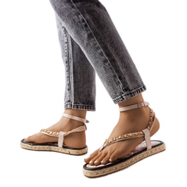 Beżowe sandałki zdobione łańcuszkiem Varieur beżowy