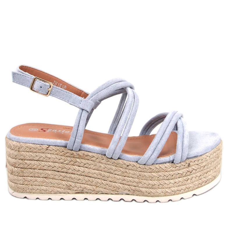 BM Espadryle na koturnie Altman Blue niebieskie