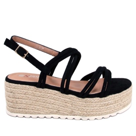 BM Espadryle na koturnie Altman Black czarne