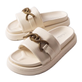 Beżowe klapki na platformie Frédérique beżowy