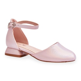 Dziecięce Sandałki Na Niskim Obcasie Różowe Nelly