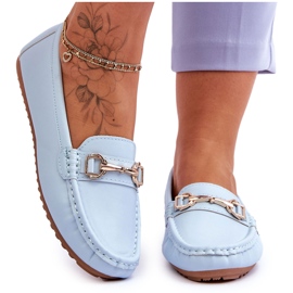 Klasyczne Skórzane Mokasyny Jasnoniebieskie Verona