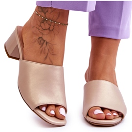 Eleganckie Gładkie Klapki Sergio Leone KL317 Beżowe beżowy