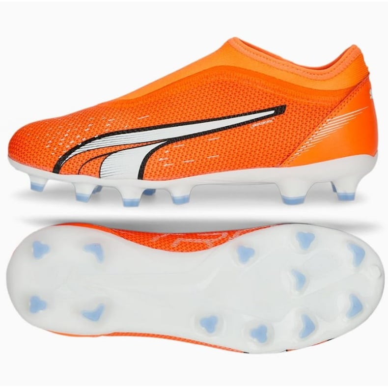 Buty piłkarskie Puma Ultra Match Ll FG/AG Jr 107229 01 pomarańczowe pomarańcze i czerwienie