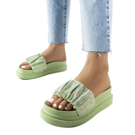 Zielone klapki z cyrkoniami Franet