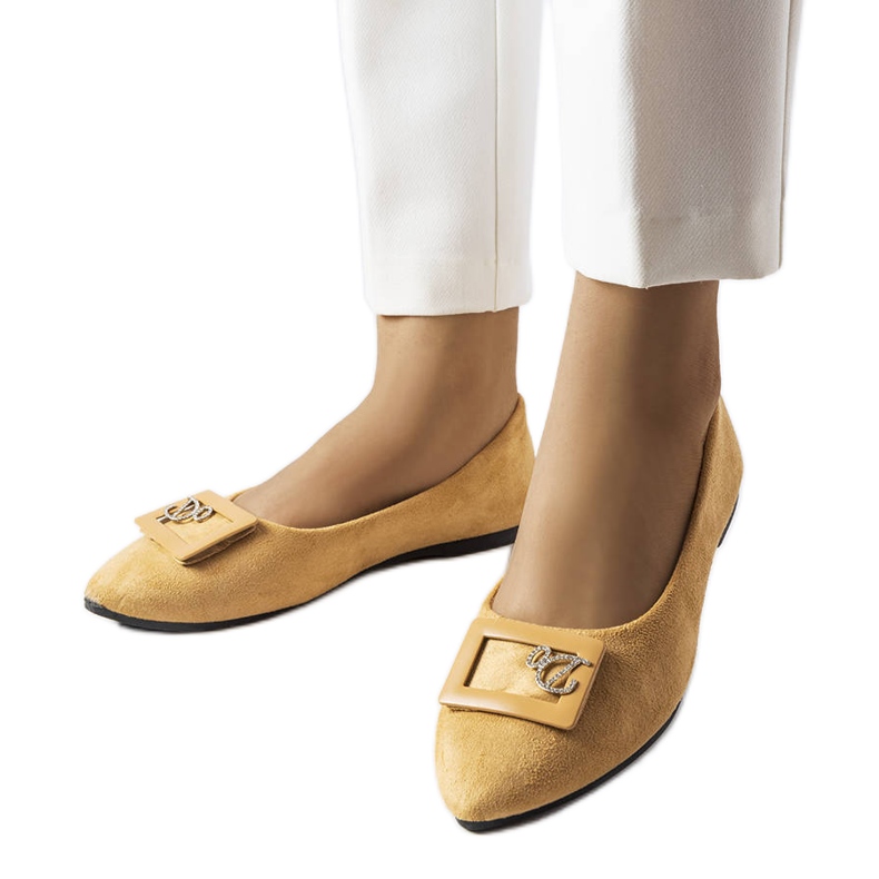 Beżowe balerinki zdobione cyrkoniami Fleming beżowy