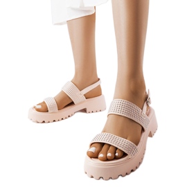 Beżowe sandały zdobione dżetami Biloxi beżowy