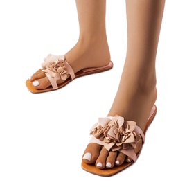 Beżowe klapki zdobione kwiatkami Rapids beżowy