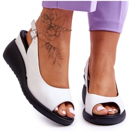 Damskie Sandałki Na Koturnie Sergio Leone SK853 Białe