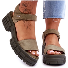 Damskie Zamszowe Sandały Big Star LL276033 Zielone