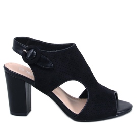 Sandałki ażurowe na obcasie Morillo Black czarne