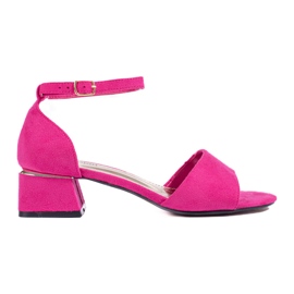 Sandały na niskim obcasie różowe Shelovet